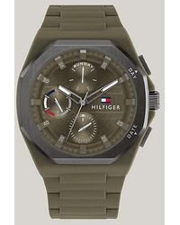 Tommy Hilfiger - Grüne Multifunktions-Uhr mit Silikon-Armband - Lyst