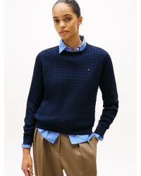 Tommy Hilfiger - Pull En Maille Torsadée À Col Ras-Du-Cou - Lyst