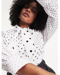 Tommy Hilfiger Zendaya Curve Katoenen Overhemd Met Polkadot - Wit