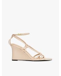 Tommy Hilfiger - Leren Sandaal Met Sleehak En Geknoopt Detail - Lyst