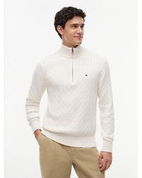Tommy Hilfiger - Cable Knit Quarter Zip Jumper - Lyst
