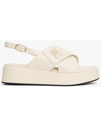 Tommy Hilfiger - Sandales Compensées En Cuir À Monogramme Th - Lyst