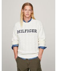 Tommy Hilfiger - Hilfiger Monotype Cable Knit Oversized Jumper - Lyst