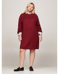 Tommy Hilfiger - Curve Relaxed Fit Zopfstrick-Kleid aus Wolle - Lyst