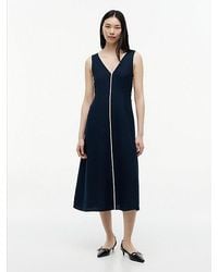 Tommy Hilfiger - Vestido Largo De Mezcla De Lino Con Botones Dorados - Lyst
