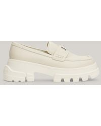 Tommy Hilfiger - Leather Chunky Cleat Sole Loafers - Lyst