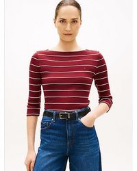 Tommy Hilfiger - Slim Three-quarter Sleeve Boat Neck T-shirt - Lyst