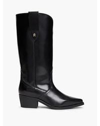 Tommy Hilfiger - Th Monogram Leather Cowboy Boots - Lyst