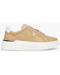 Tommy Hilfiger - Metallic Th Monogram Leather Platform Trainers - Lyst