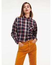 Tommy Hilfiger Cropped Fit Flanellen Overhemd - Rood