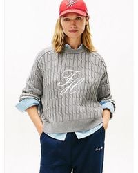 Tommy Hilfiger - Jersey Amplio De Punto Trenzado Con Logo - Lyst
