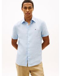 Tommy Hilfiger - Regular Fit Washed Linen Short Sleeve Shirt - Lyst