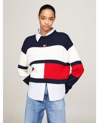 Tommy Hilfiger - Badge Colour-blocked Cropped Fit Jumper - Lyst