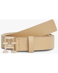 Tommy Hilfiger - Th Monogram Leather Plaque Buckle Belt - Lyst