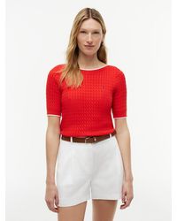 Tommy Hilfiger - Pull Manches Courtes En Maille Torsadée Col Bateau - Lyst
