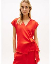 Tommy Hilfiger - Pure Linen Wrap Knot Sleeveless Blouse - Lyst