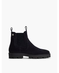 Tommy Hilfiger - Suede Th Monogram Panel Chelsea Boots - Lyst