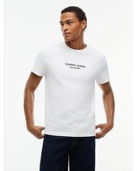 Tommy Hilfiger - Tommy Jeans Linear Logo Embroidery Jersey T-Shirt - Lyst