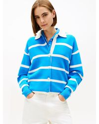 Tommy Hilfiger - Pure Wool Oversized Rugby Cardigan - Lyst