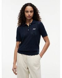 Tommy Hilfiger - Pointelle Flag Short Sleeve Polo Jumper - Lyst