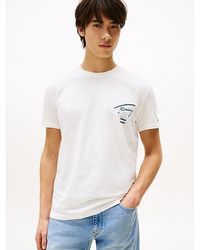 Tommy Hilfiger - T-Shirt Met Ronde Hals En Signature-Logo - Lyst