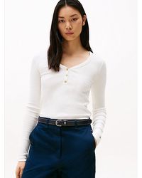 Tommy Hilfiger - Slim T-Shirt Met Lange Mouwen En Henley-Hals - Lyst