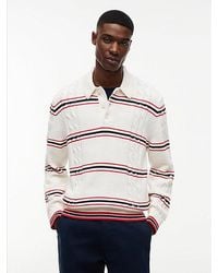 Tommy Hilfiger - Tommy Badge Cable Knit Stripe Polo Jumper - Lyst