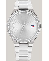 Tommy Hilfiger - Crystal Embellished Stainless Steel Bracelet Watch - Lyst