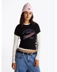 Tommy Hilfiger - T-Shirt Ajusté Et Côtelé À Logo - Lyst