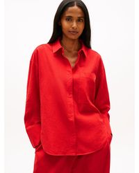 Tommy Hilfiger - Oversized Fit Cover-up Shirt With Linen - Lyst