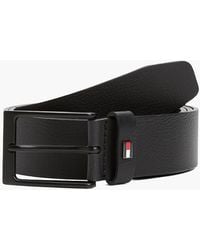 Tommy Hilfiger - Enamel Flag Rectangular Buckle Leather Belt - Lyst