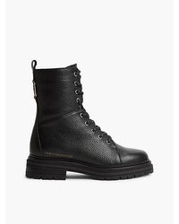 Tommy Hilfiger - Pebble Grain Leather Cleat Lace Up Boots - Lyst