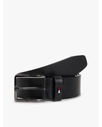 Tommy Hilfiger - Leren Riem Met Geëmailleerde Vlag - Lyst