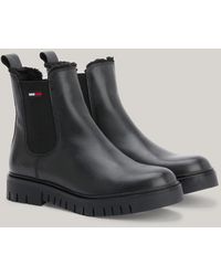 Tommy Hilfiger - Warm Lined Leather Chelsea Boots - Lyst