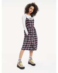 Tommy Hilfiger Jurk Met Knoopsluiting En Ruit - Rood