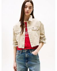 Tommy Hilfiger - Cropped Denim Jack Met Logo Op De Rug - Lyst