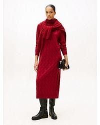 Tommy Hilfiger - Vestido Jersey De Punto Trenzado En Lana Suave - Lyst