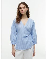 Tommy Hilfiger - Relaxed Fit Pure Linen Wrap Blouse - Lyst