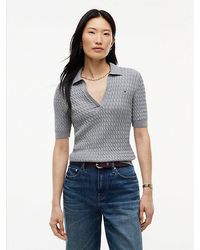 Tommy Hilfiger - Cable Knit Short Sleeve Polo Jumper - Lyst