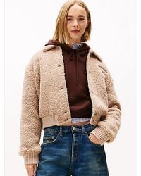 Tommy Hilfiger - Varsity Bomberjacke Aus Teddy-Fleece Mit Logo - Lyst
