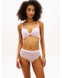Tommy Hilfiger - Leopard Lace Plunge Push-Up Bra - Lyst