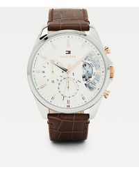 Tommy Hilfiger - Brown Croco-print Leather Watch - Lyst