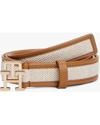 Tommy Hilfiger - Th Monogram Canvas Leather Belt - Lyst