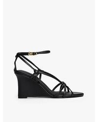 Tommy Hilfiger - Leren Sandaal Met Sleehak En Geknoopt Detail - Lyst