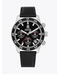 Tommy Hilfiger - Chronograf Mit Schwarzem Lederarmband - Lyst