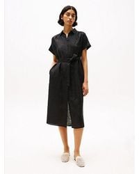 Tommy Hilfiger - Midi-Overhemdjurk Van Puur Linnen - Lyst