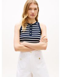Tommy Hilfiger - Tone Button Sleeveless Henley Top - Lyst