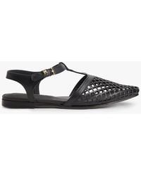 Tommy Hilfiger - Cutout Leather T-Bar Buckle Sandals - Lyst
