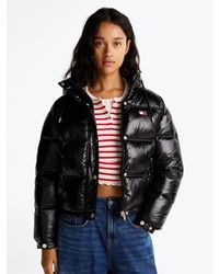 Tommy Hilfiger - Shiny Hooded Puffer Jacket - Lyst