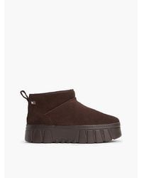 Tommy Hilfiger - Tommy Jeans Suede Warm Lined Platform Ankle Boots - Lyst